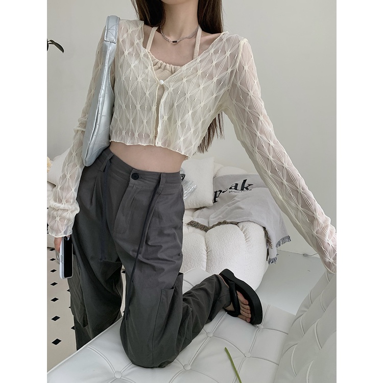 HUANG YOYO Áo Khoác cardigan Mỏng Tay Dài Chống Nắng Phong Cách Hàn Quốc Thời Trang Cho Nữ