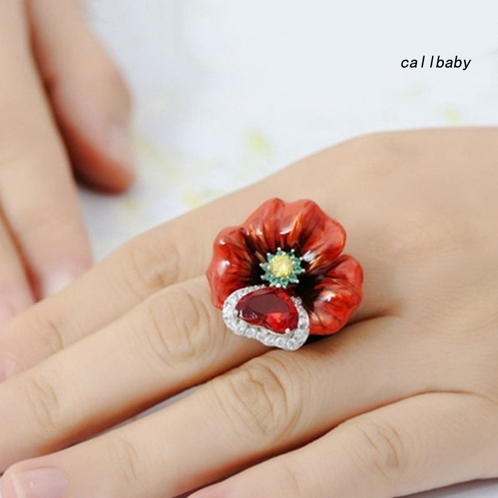 Nhẫn Đính Đá Ruby Nhân Tạo Hình Trái Tim Thời Trang Cho Nữ