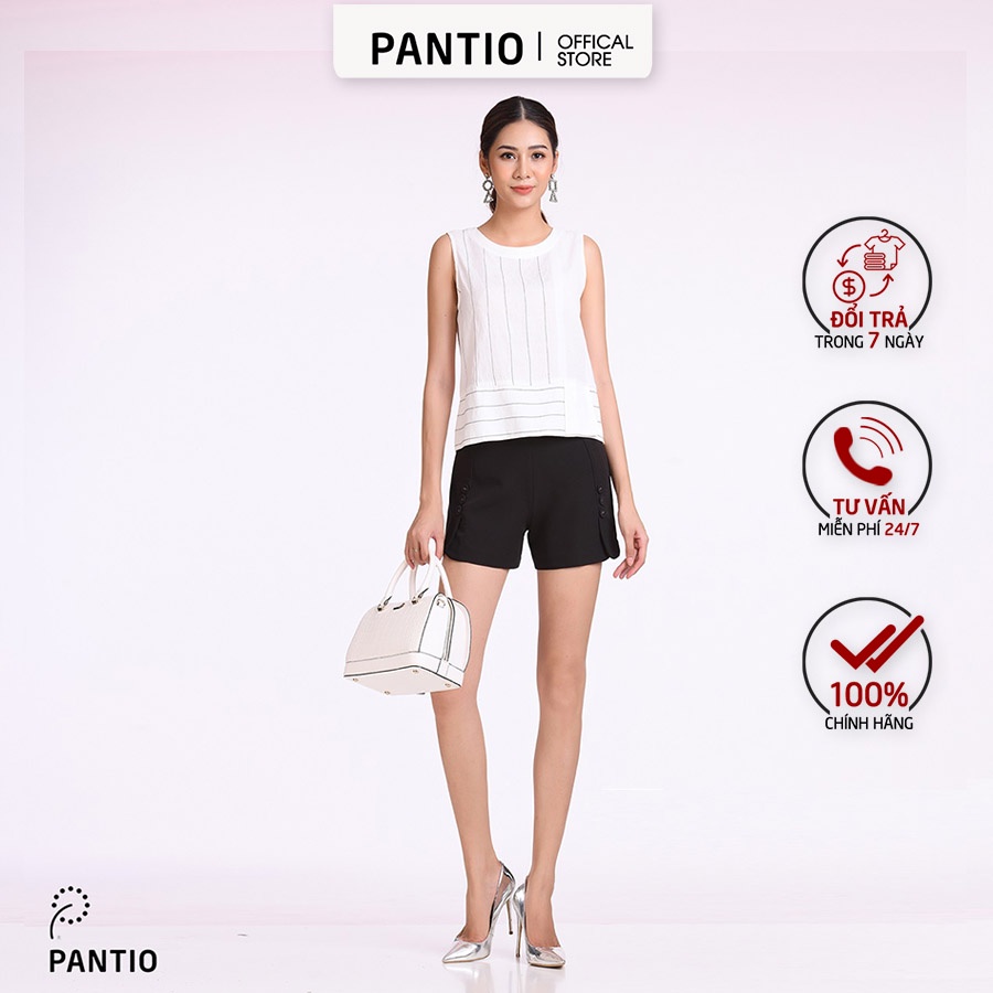 Áo sơ mi trắng cổ tròn không tay chất thô mỏng dáng cơ bản FAS52260 - PANTIO