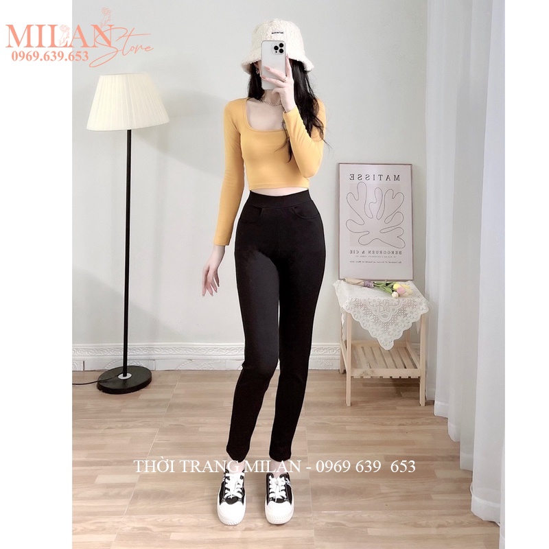 Quần legging cạp cao nữ gen bụng nâng mông vải Umi dày co giãn thun gân có túi trước sau mặc tập gym yoga thể dục thao