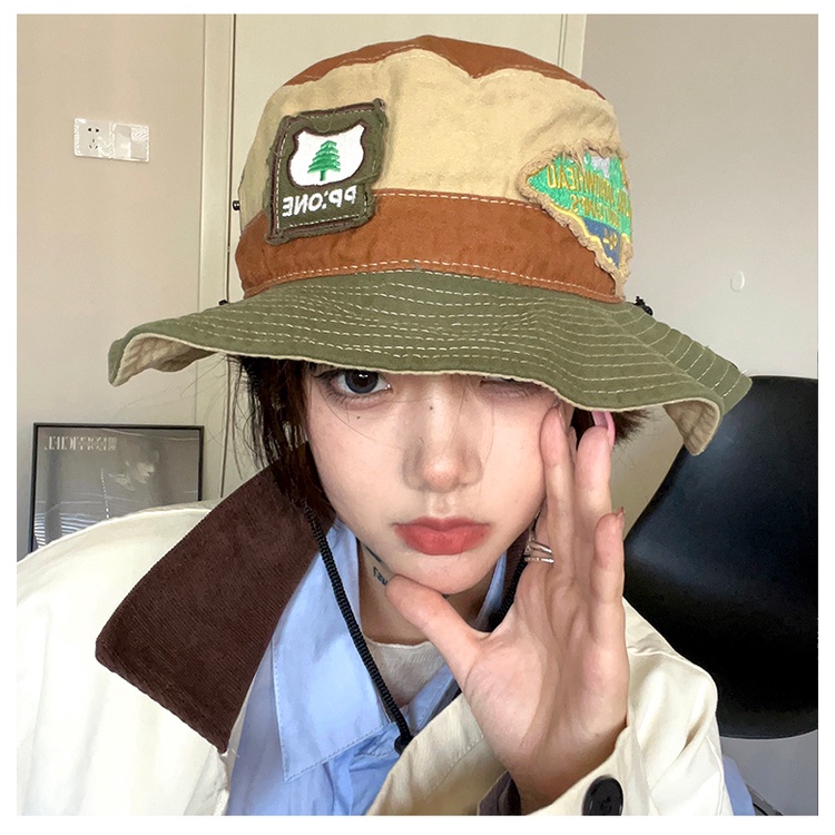 Mũ Bucket Thêu Huy Hiệu Phong Cách Cao Bồi Nhật Bản Vintage