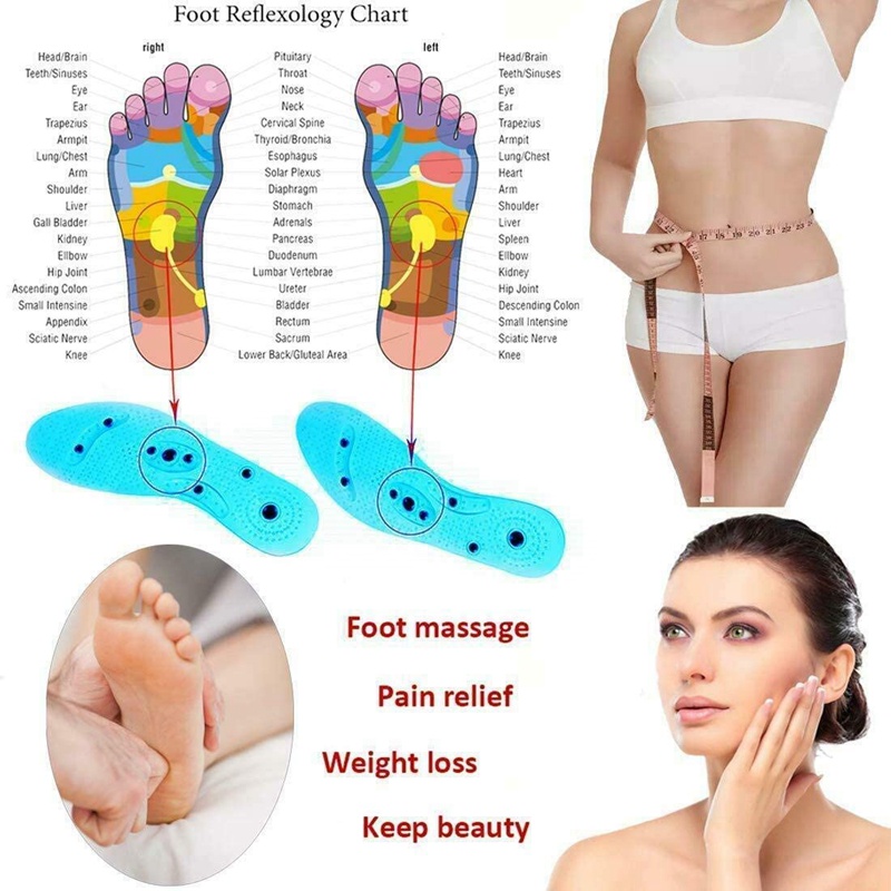 Cặp Đế Lót Giày Trong Suốt Từ Tính Bấm Huyệt Giảm Cân Tiện Dụng