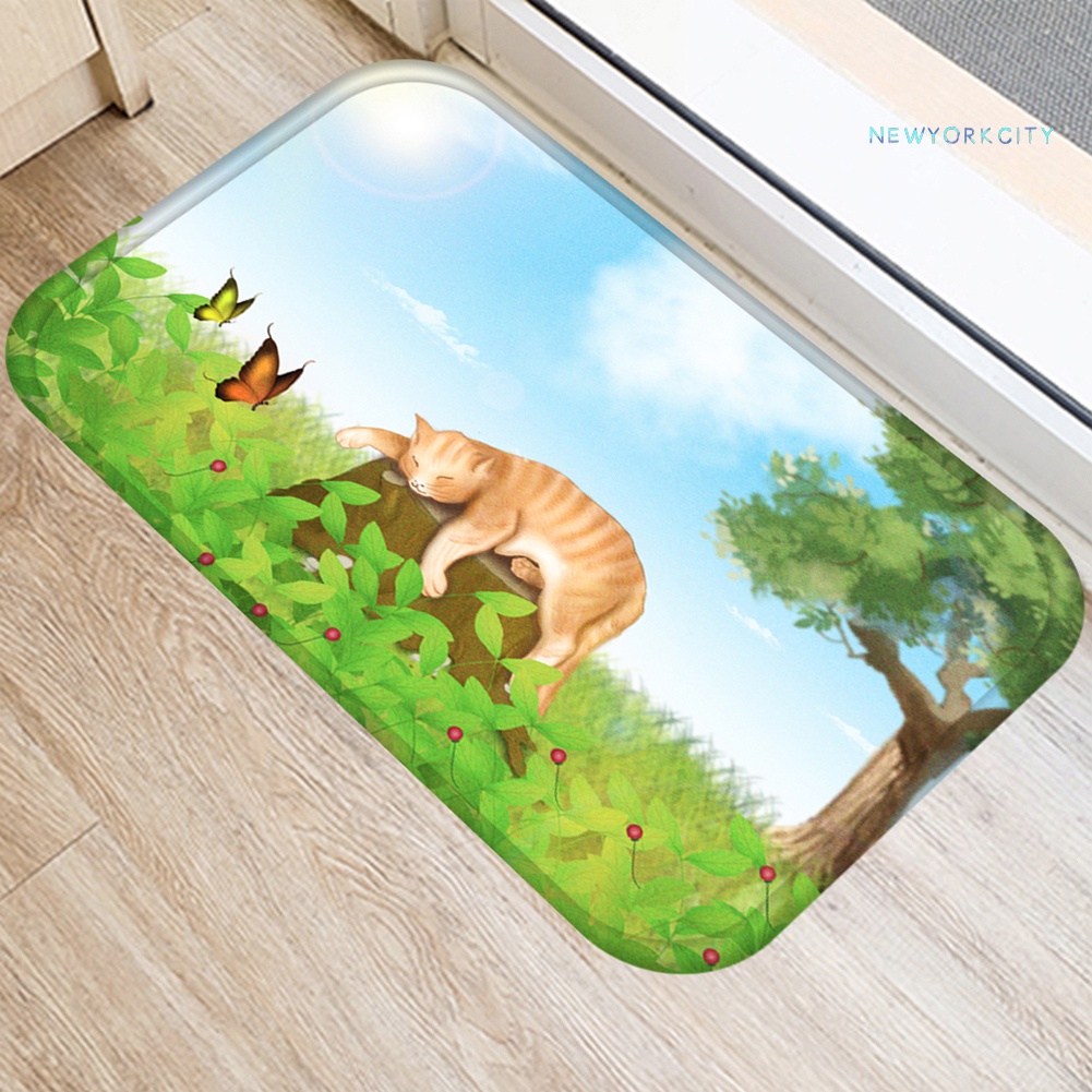 Thảm Chùi Chân Chống Trượt In Họa Tiết Mèo Dễ Thương Trang Trí Nhà Cửa