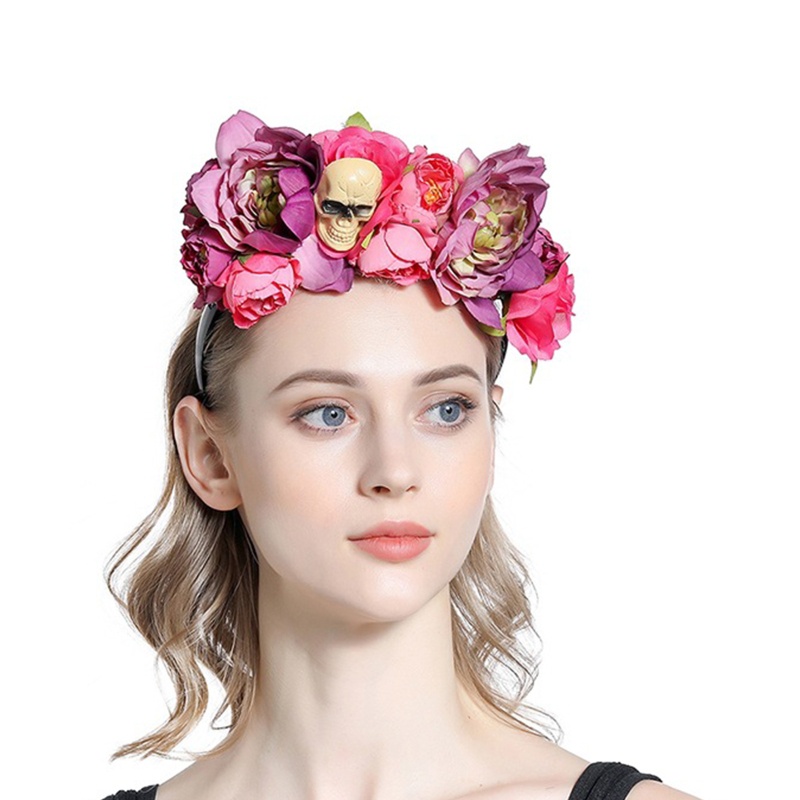 Flgo Băng Đô Cài Tóc Họa Tiết Hoa / Đầu Lâu Thời Trang Dự Tiệc Hóa Trang