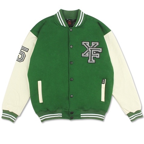 Áo Khoác Nam Nữ Bomber Varsity Nỉ Đẹp Form Rộng Màu Xanh Lá 2 Lớp Cao Cấp - Local Brand By XFIRE VARESSNINA/CR322