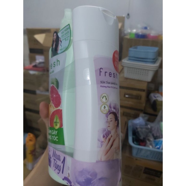 650g - Bộ đôi dầu gội tinh dầu bưởi Fresh