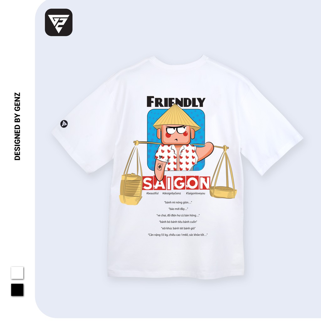 Áo thun tay lỡ GENZ phông Unisex nam nữ chất liệu Premium Cotton form rộng Sài Gòn Ciu Gánh Hàng Rong SGC002 | BigBuy360 - bigbuy360.vn