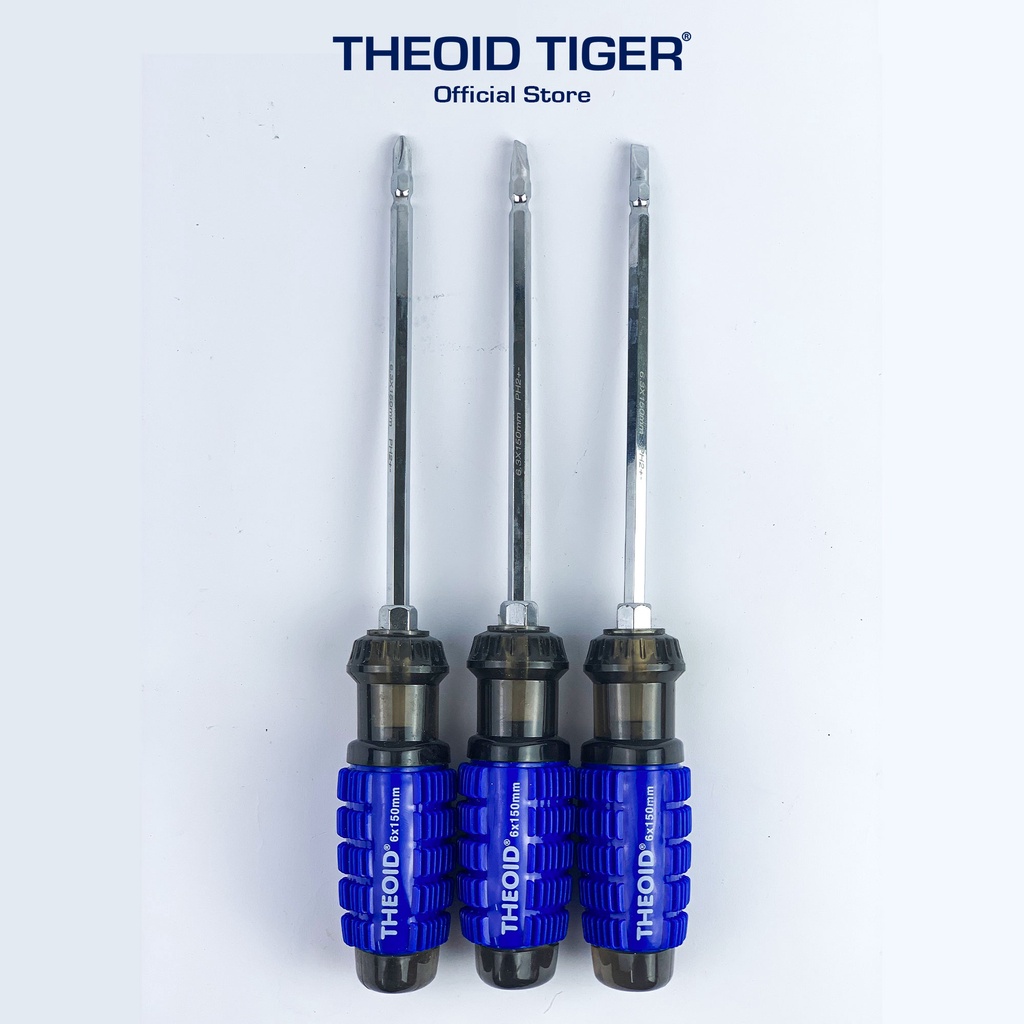 Theoid Tiger Tua vít 2 đầu đa năng 6x150mm - 4 cạnh và 2 cạnh - chuôi cán cao su