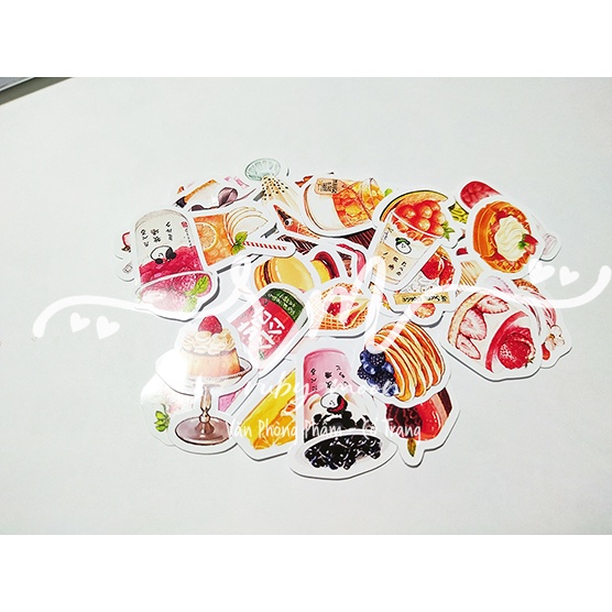 Bộ 32 Sticker nhãn dán Bánh Ngọt, Đổ Ngọt