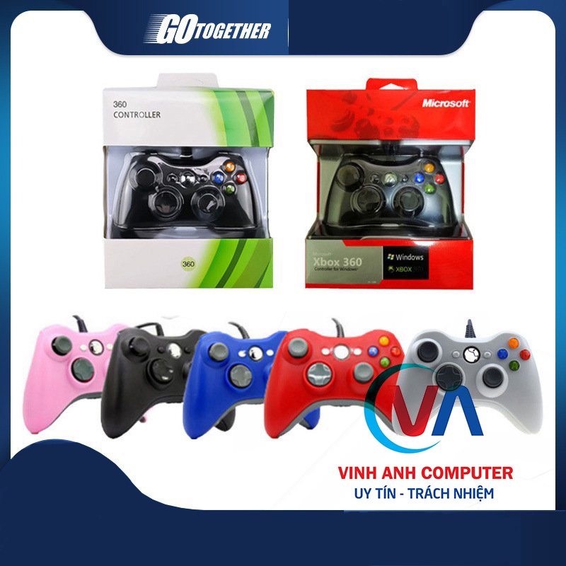 Tay cầm Chơi Game Microsoft Xbox 360 Full box Có Rung - Tay Cầm Có Dây Dùng Cho PC, Laptop