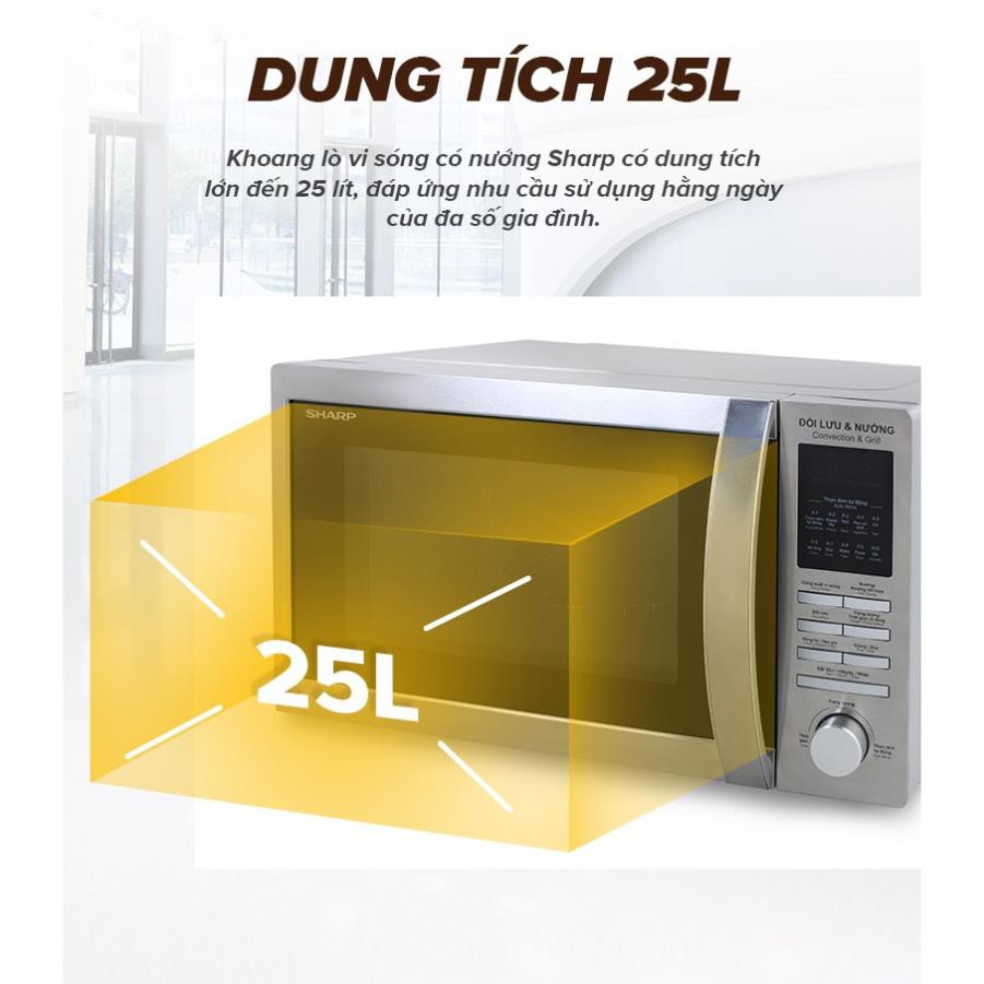 Lò vi sóng Sharp R-C825VN(ST) 25 Lít [Có Chức Năng Nướng, Chất liệu bằng thép không gỉ]