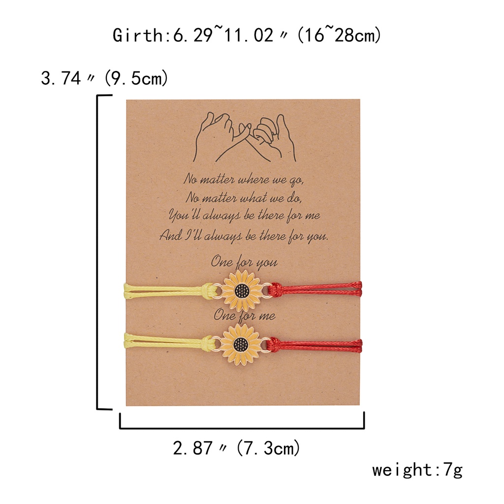 Set 2 Vòng Tay Dây Bện Thủ Công Có Thể Điều Chỉnh Phối Hoa Hướng Dương/Hoa Hướng Dương/Hoa Cúc Cho Nữ