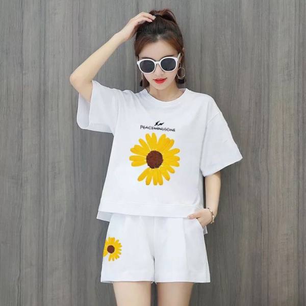 Set Đồ Thể Thao Plus Size / 40-150kg / 4 Món Tay Ngắn Dáng Rộng In Hình Chuột Mickey Cho Nữ