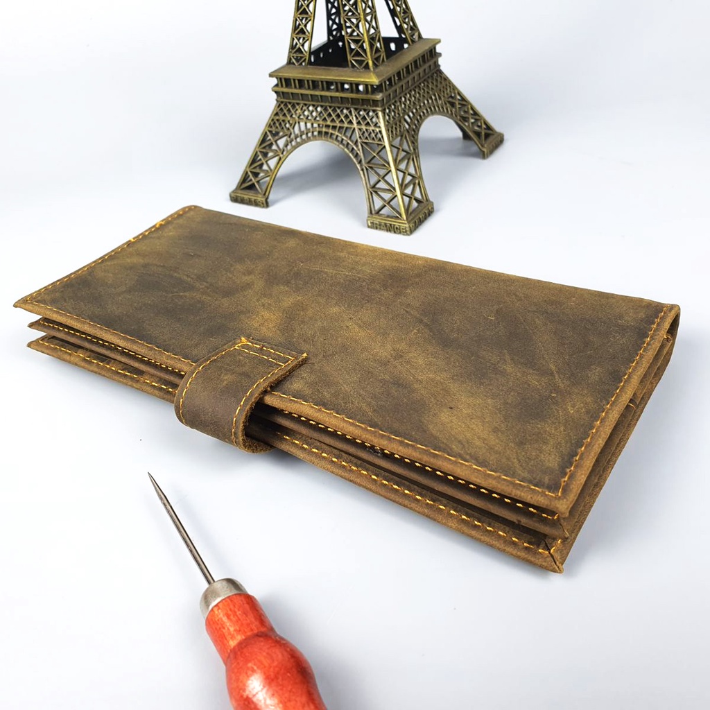 Ví cầm tay nam da bò sáp WL122VB  - 100% da bò thật, BH 3 năm