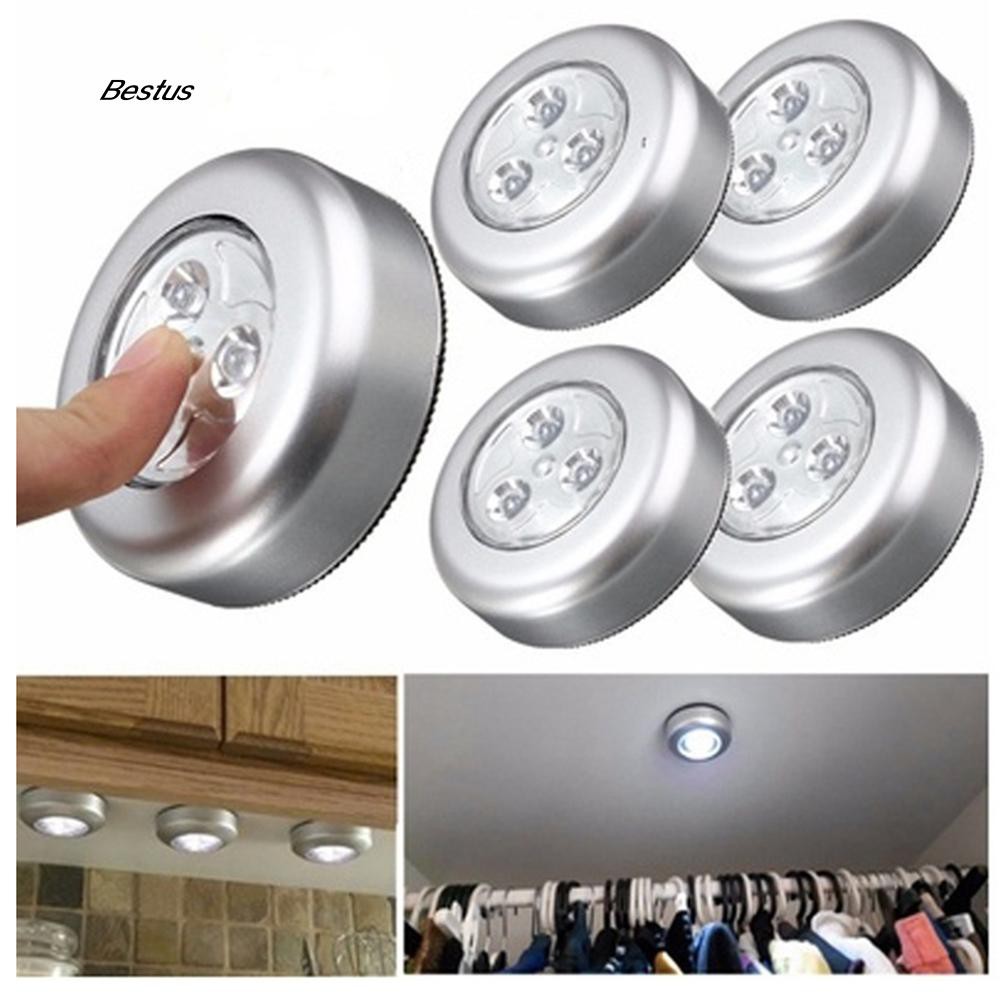 Bộ 2 đèn LED 3 bóng không dây chạm cảm ứng mini gắn tường bếp/xe hơi