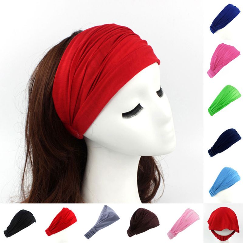 Khăn Quấn Đầu 3 Món Bằng Cotton Màu Trơn Thời Trang Cho Nữ