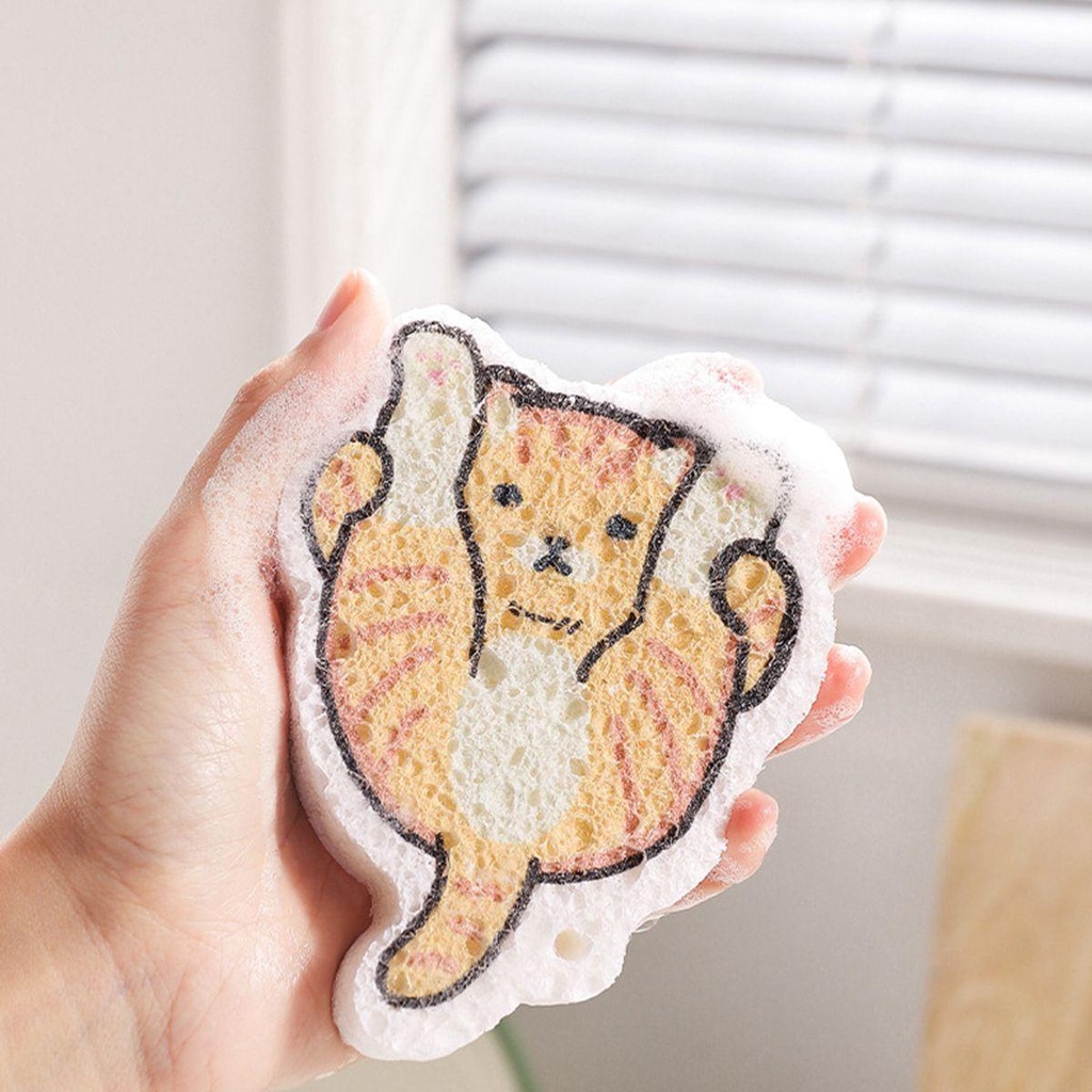 1 Mút Rửa Chén Dạng Nén Chống Nhờn Dễ Thương Có Thể Tái Sử Dụng