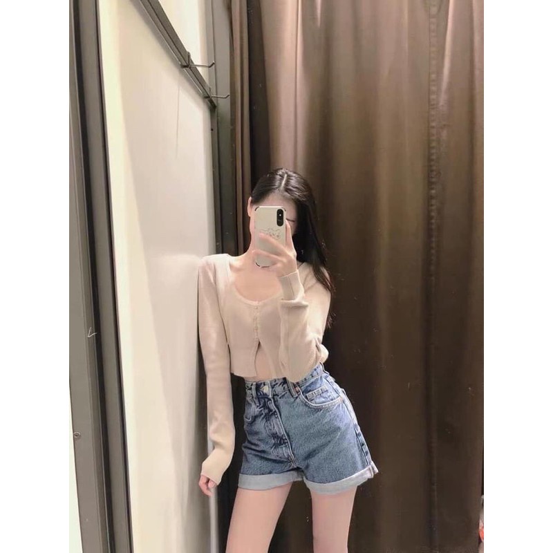 Quần sóc một khuy gấp gấu lưng cao cá tính chất jean co giãn đẹp-Minxy shop | BigBuy360 - bigbuy360.vn