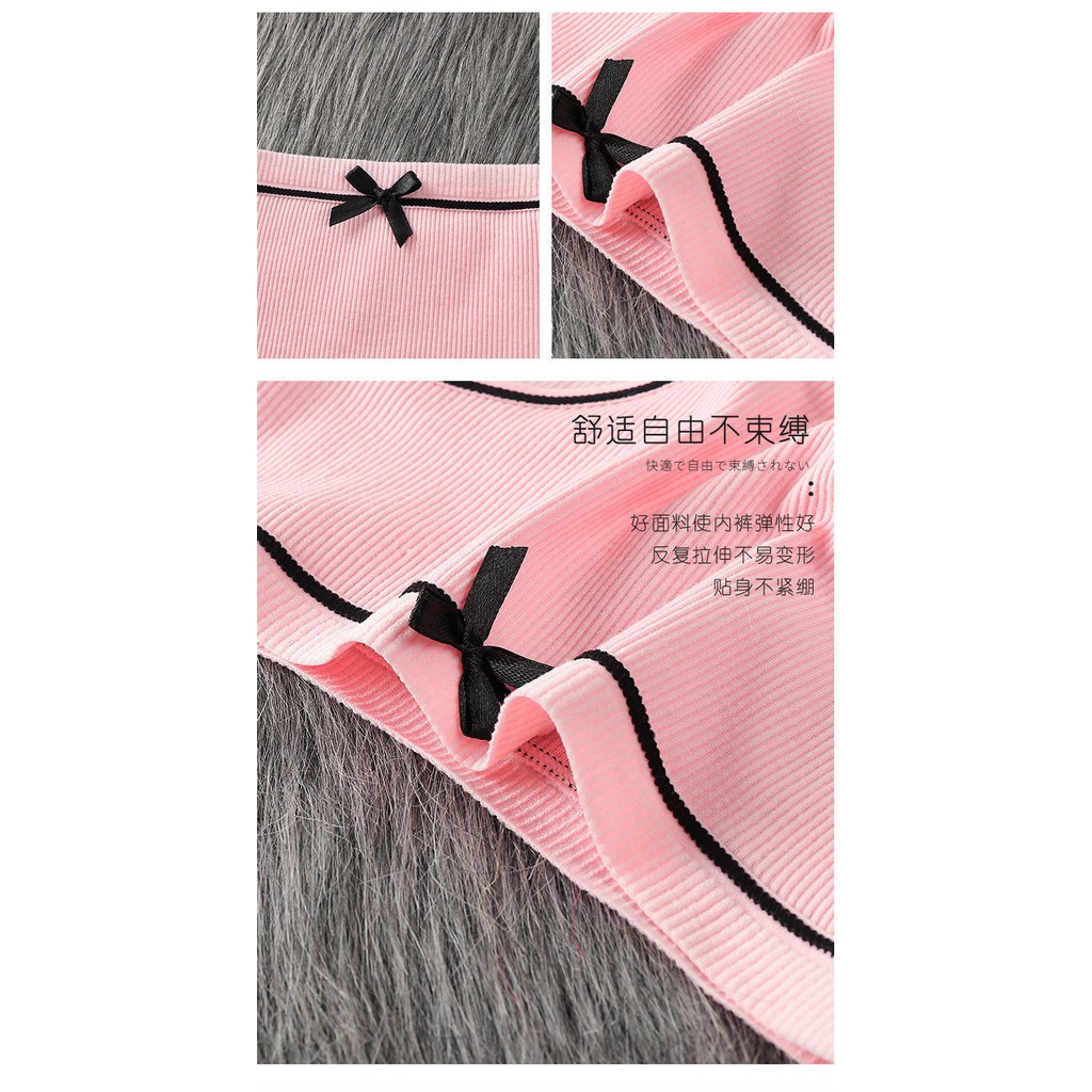 Quần Lót Cotton Lưng Vừa Đính Nơ Xinh Xắn Kiểu Nhật Bản Cho Nữ
