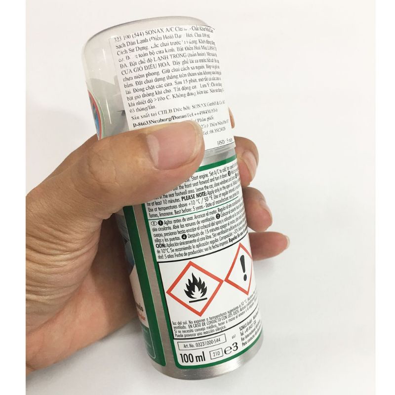 Chai Khử Mùi Và Làm Sạch Dàn Lạnh Dạng Hơi Hương Đại Dương Sonax Car A/C cleaner Ocean-fresh 323600 :