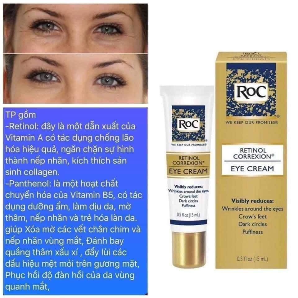 [MẪU MỚI] Kem mắt giúp giảm quầng thâm, giảm nếp nhăn và bọng mắt RoC Retinol Correxion Eye Cream