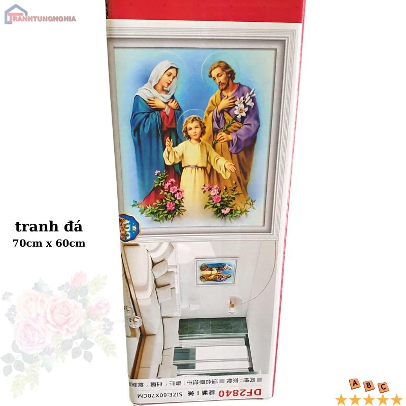 Tranh đính đá, tranh thêu chữ thập gia đình thánh gia
