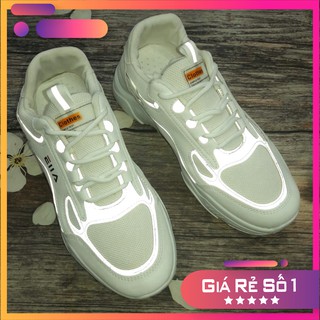 Giày thể thao fila đế cao 5cm phản quang màu trắng a292