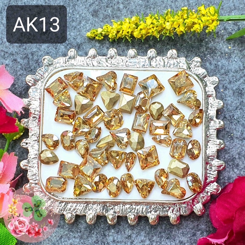 Set đá khối chân nhọn 50 viên - phụ kiện nail đính móng