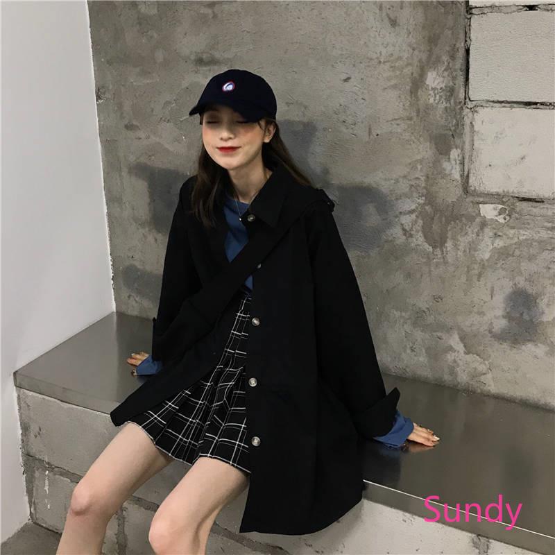 Áo khoác sơ mi tay dài dáng rộng phong cách vintage thời trang mùa thu cho nữ