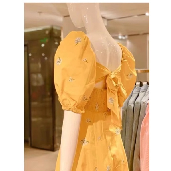 Đầm hoa vàng hàng TQXK