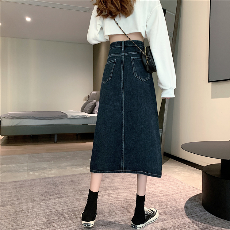 Xiaozhainv Chân váy denim lưng cao dáng chữ A thời trang Hàn Quốc | BigBuy360 - bigbuy360.vn