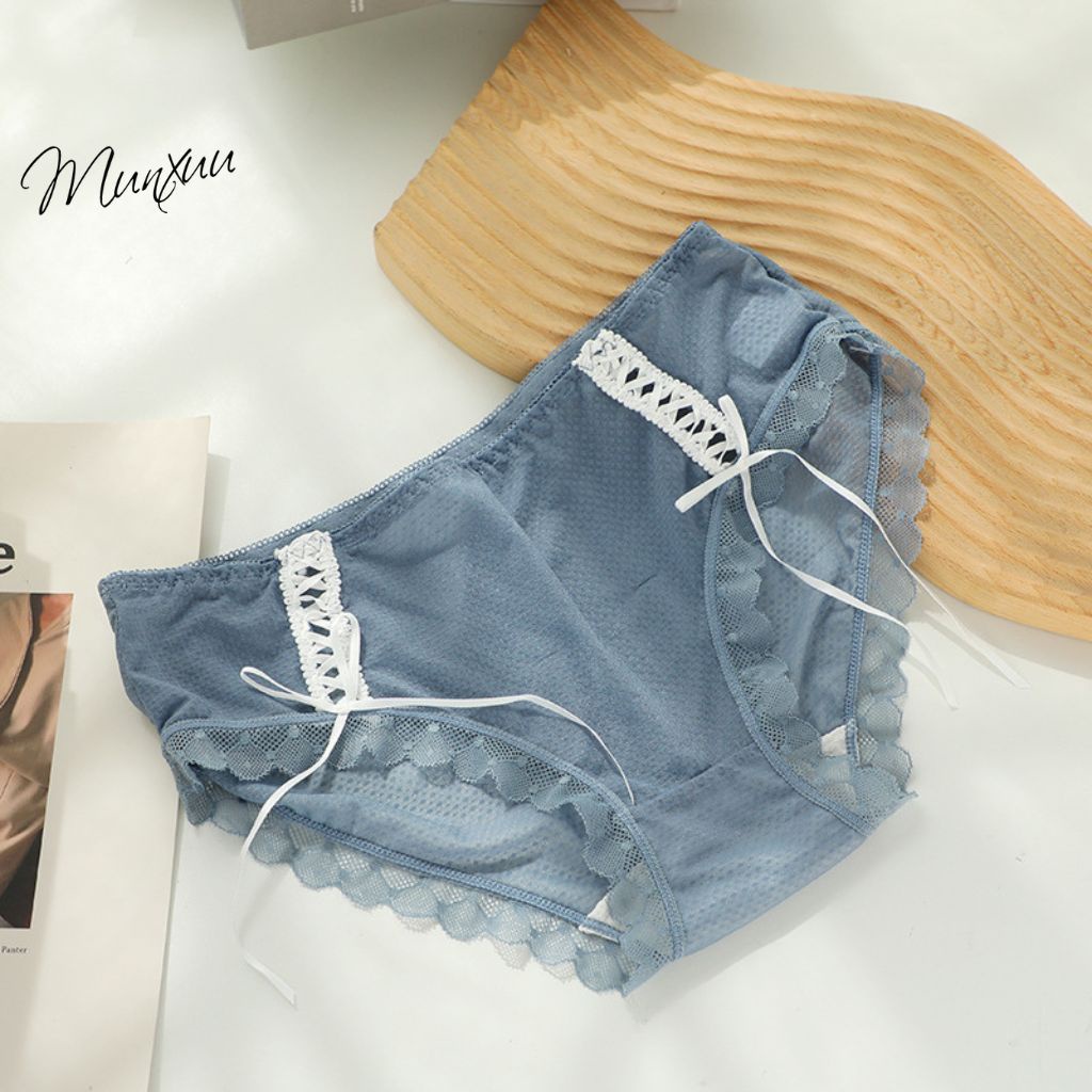 Quần lót nữ MUNXUU vải su lạnh mềm mại, co dãn đàn hồi phối viền ren ngọt ngào -QC117