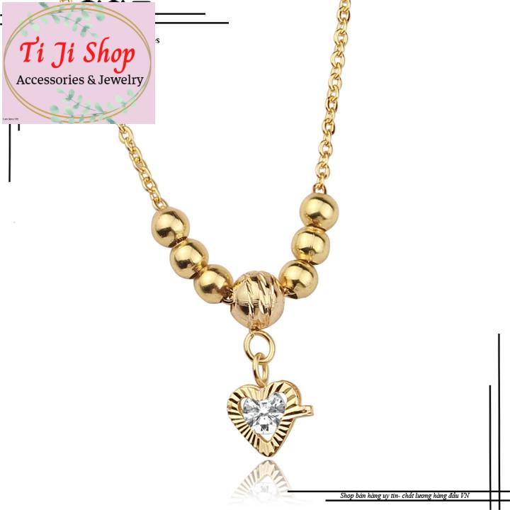 DÂY CHUYỀN NỮ INOX KIỂU TRÁI TIM MẠ VÀNG CÁCH ĐIỆU BI - siêu đẹp,