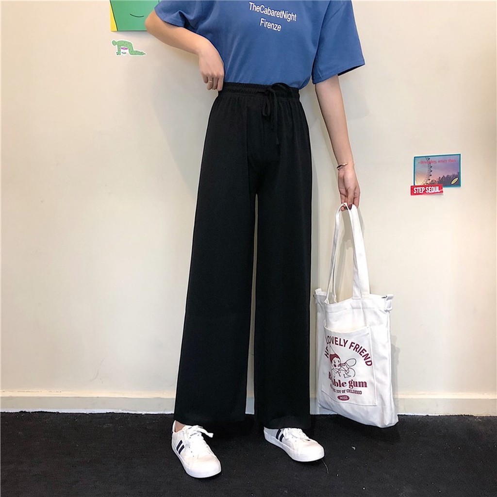 Quần ống rộng nữ LylyshopUnisex, quần dài mặc mùa hè kiểu ống suông che khuyết điểm đùi to chất tăm mềm mịn không nhăn