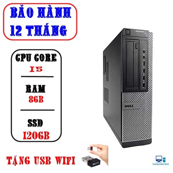 Cây máy tính đồng bộ DELL CPU Core i7- 2600 | i5 | i3, Ram 8GB, Ổ cứng SSD 240GB, Tặng usb Wifi GIÁ RẺ.