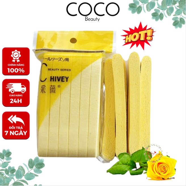 Bông Nở Rửa Mặt Chivey Nhật Bản Miếng Mút Rửa Mặt Bọt Biển Dạng Nén Túi 12 Miếng