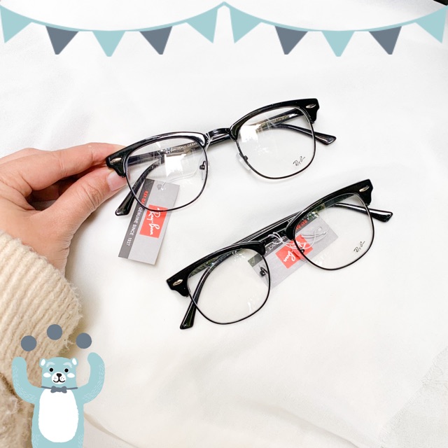 👓 Gọng kính vuông cắt vành nửa gọng viền đen nam nữ 5154