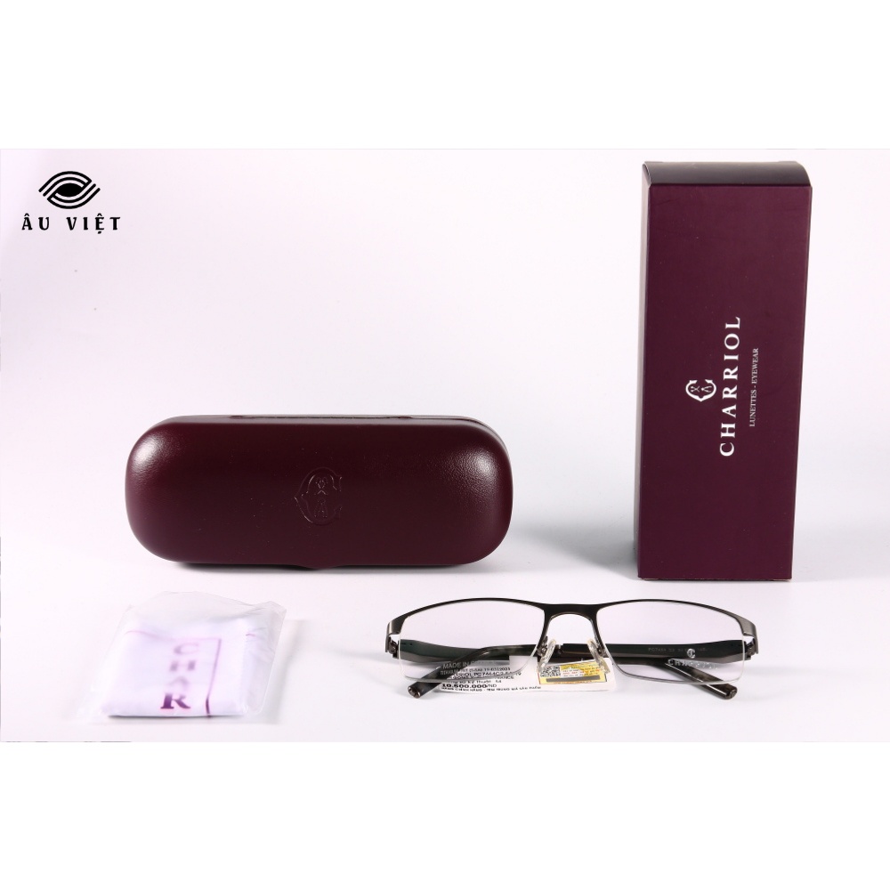 Gọng kính nam titanium dáng vuông Charriol PC-7464 màu bạc Full box