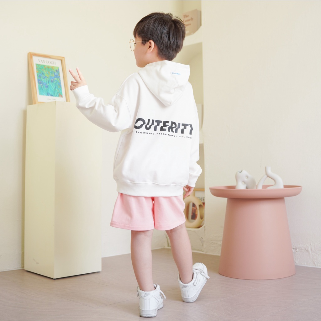 Áo khoác Hoodie trẻ em OuterityKids Trắng / Nỉ chân cua - ORK202