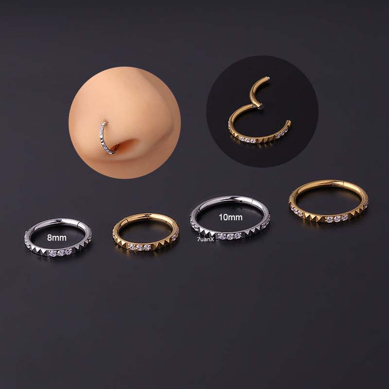 1 Khuyên Tai Đinh Tán 16G Bằng Thép Không Gỉ Phong Cách Punk