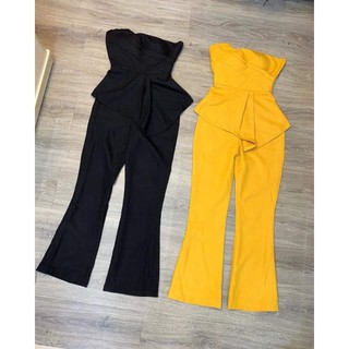 Set quần loe + áo ống bèo xếp ly