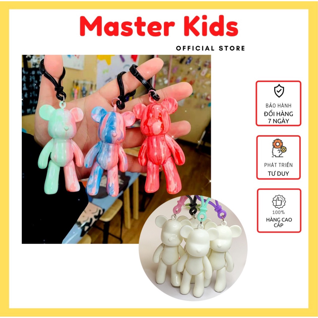 Set đồ chơi DIY móc khóa BearBrick hot trend nhiều màu sắc, gấu đổ màu móc khóa Master Kids