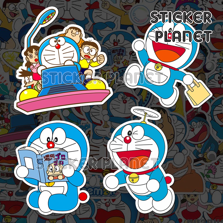 Bộ sticker DORAEMON chống thấm nước trang trí mũ bảo hiểm, đàn, guitar, ukulele, điện thoại laptop