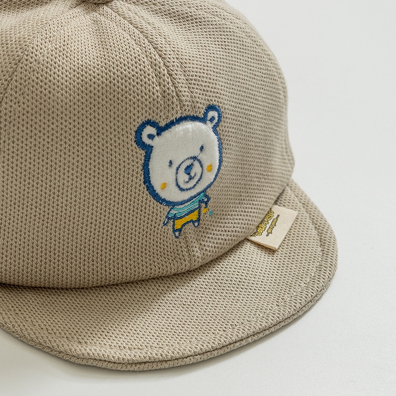 Mũ Lưỡi Trai Vành Mềm Thêu Hình Gấu Hoạt Hình Phong Cách Hàn Quốc Cho Bé