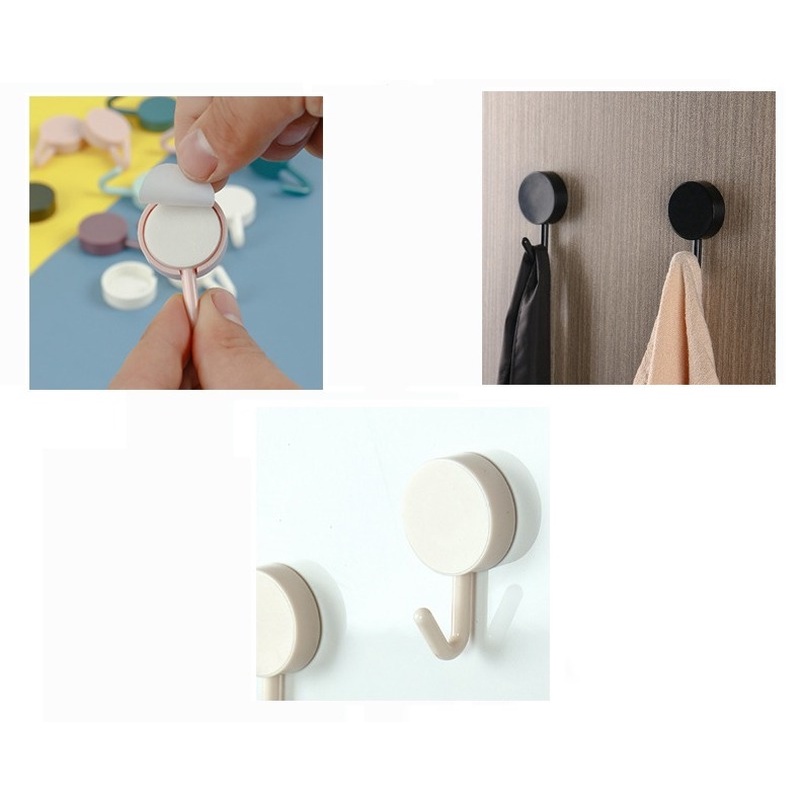 1 Móc Treo Đồ Dán Tường Màu Trơn Tiện Dụng