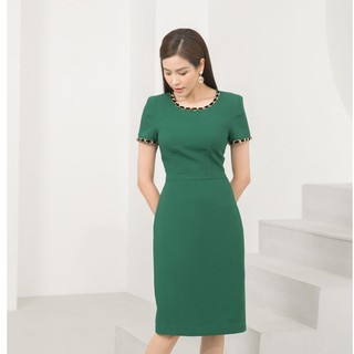 Đầm xanh đính xích thiết kế Elise