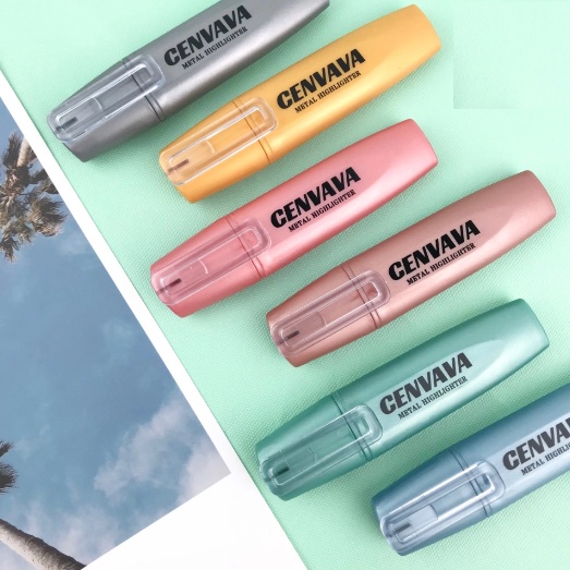 Bút dạ quang / Bút Highlight cao cấp CENVAVA màu pastel/ Nhũ kim loại
