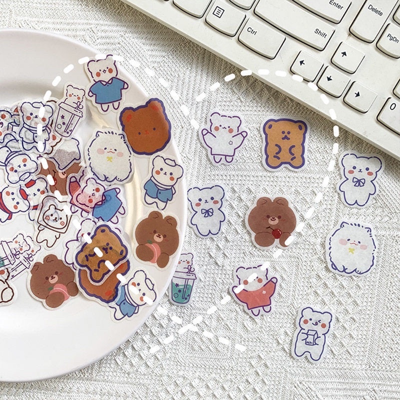 Gói 40 miếng sticker cute trang trí bình nước , đồ dùng học tập , hình dán dễ thương Nago Store