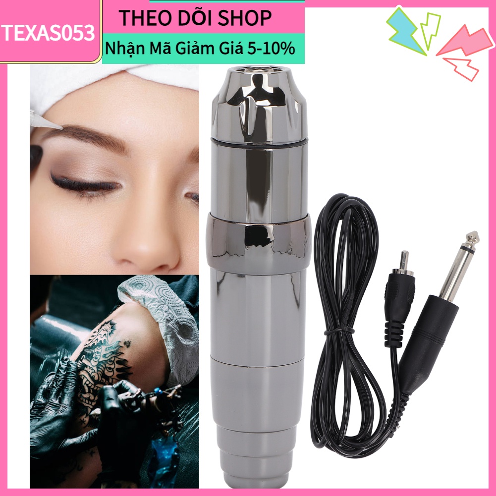 Hàng HOT Bút xăm động cơ Máy phun xăm bằng thép cầm tay chuyên nghiệp với dây kẹp cho Salon tại nhà (Xám)【Texas053】