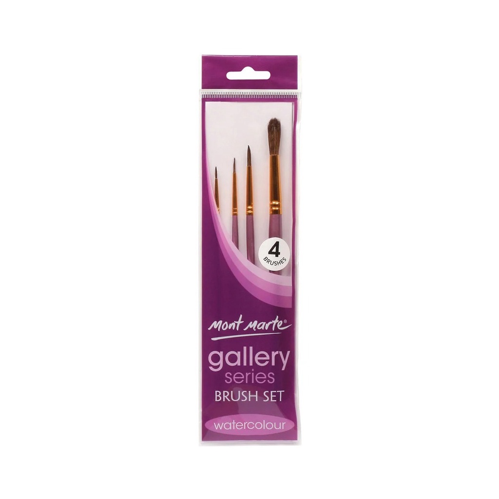 Bộ 4 Cọ Vẽ Màu Nước Mont Marte - Gallery Series Brush Set Watercolour 4pce - BMHS0029